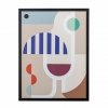 Bloomingville WINE Ilustracja - Grafika Dekoracyjna w Drewnianej Ramie - Wino / Czarna